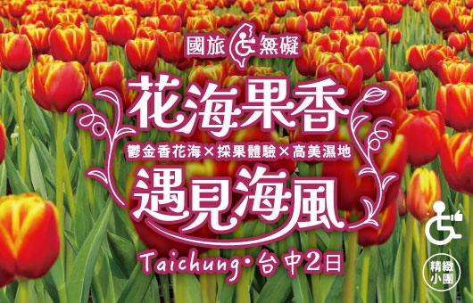 【國旅無礙】花海果香遇見海風｜鬱金香花海×採果體驗×高美濕地2日之旅